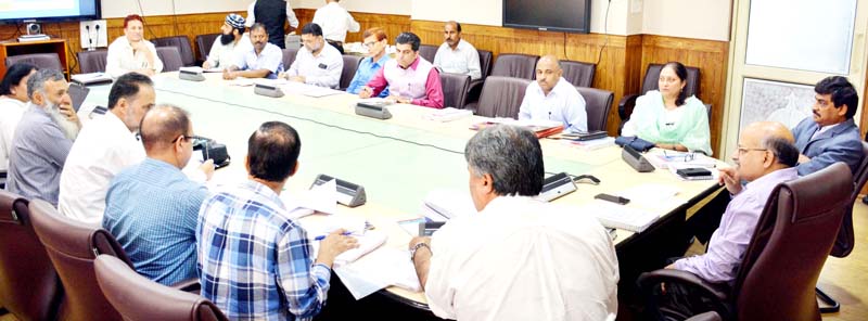 Chief Secretary BVR Subrahmanyam chairing meeting at Srinagar on Friday. Chief Secretary BVR Subrahmanyam chairing meeting at Srinagar on Friday.