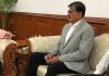 Advisor to Governor, K. Vijay Kumar and Director General Police, Dilbag Singh calling on Union Minister Dr Jitendra Singh at North Block, New Delhi on Thursday.