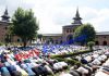 People offer Eid prayers at Jamia Masjid in Srinagar on Wednesday. —Excelsior/Shakeel