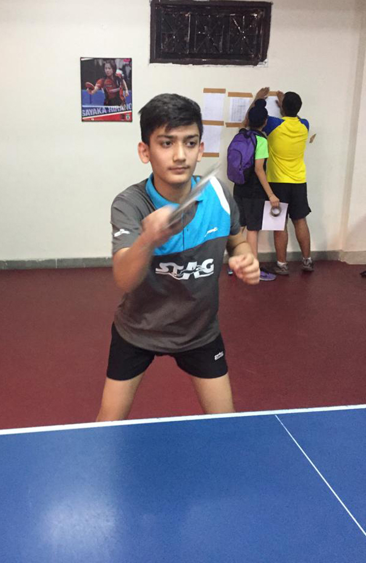 Young Surabh Sharma in action during Sub Junior boys final match in Jammu on Saturday. Young Surabh Sharma in action during Sub Junior boys final match in Jammu on Saturday.