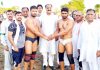 Former Minister and NC State Secretary, Surjeet Singh Slathia felicitating Wrestlers at Vijaypur in Samba.