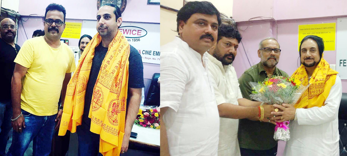 FWICE felicitating Bhajan Sopori and Abhay Rustum Sopori in Mumbai. FWICE felicitating Bhajan Sopori and Abhay Rustum Sopori in Mumbai.