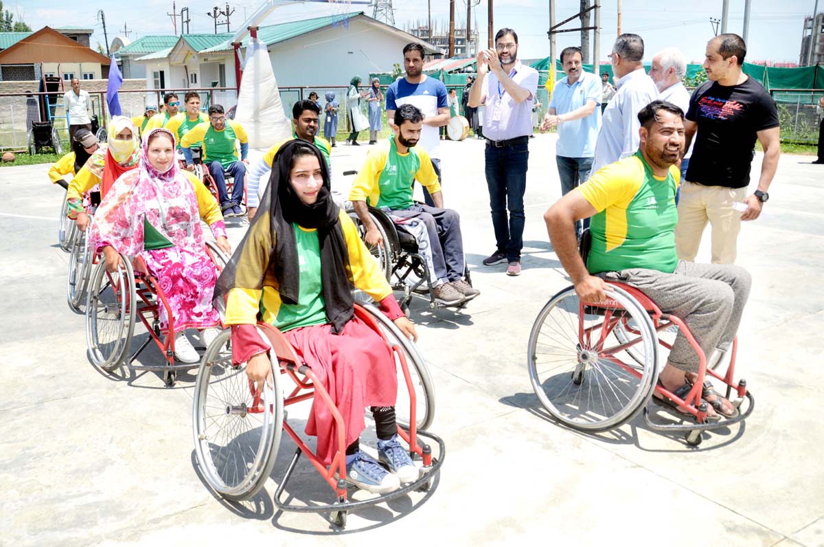 Players of J&K Wheelchair team before departing for Mohali.