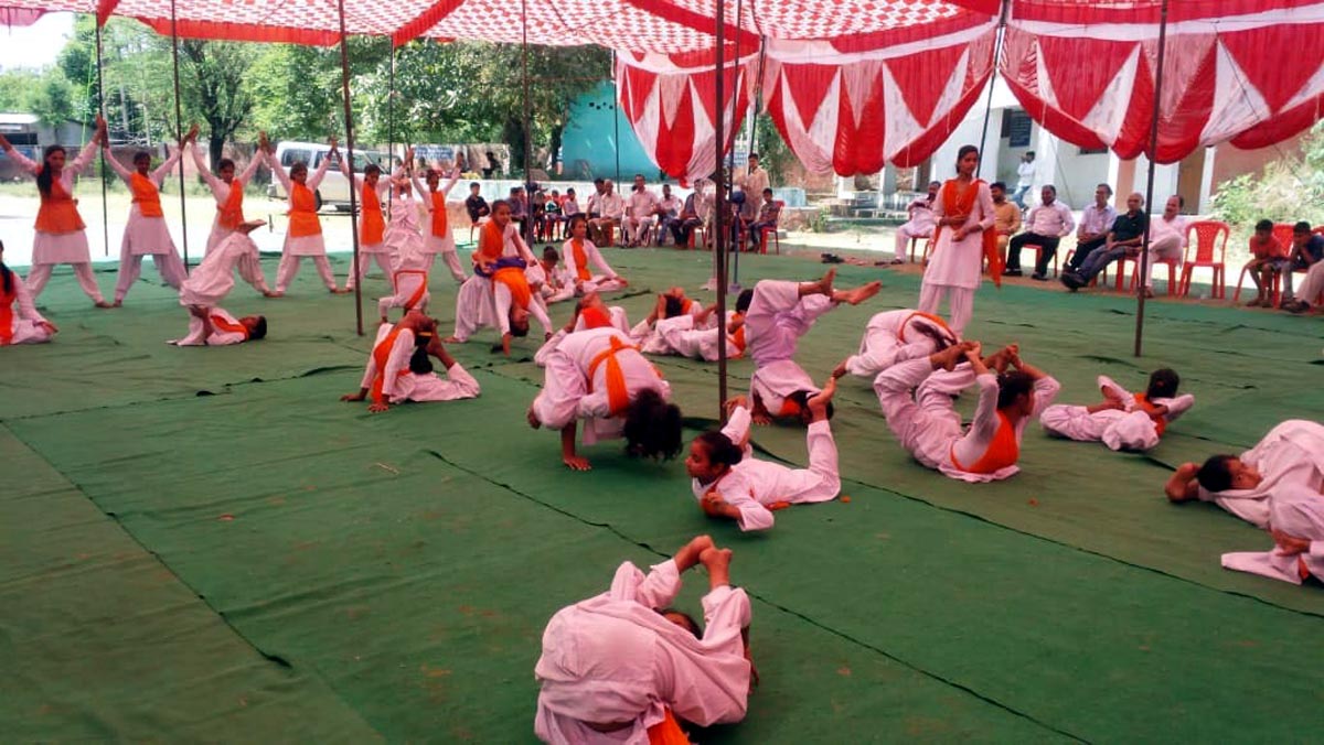 Girls being trained in different courses at Arya Veerangana Dal Camp in Udhampur on Monday. Girls being trained in different courses at Arya Veerangana Dal Camp in Udhampur on Monday.