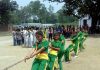 Girls compete in the Tug of War finals at GHS Satwari in Jammu on Monday.