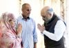 Union Home Minister Amit Shah meeting the family members of the martyred police officer Arshad Khan in Srinagar on Thursday.
