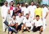 Gorkha CC players posing for a group photograph after registering win over Bhatia CA in Jammu on Sunday.