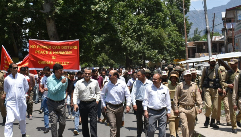 ‘Peace Rally’ passing through main localities of Kishtwar town on Sunday. ‘Peace Rally’ passing through main localities of Kishtwar town on Sunday.