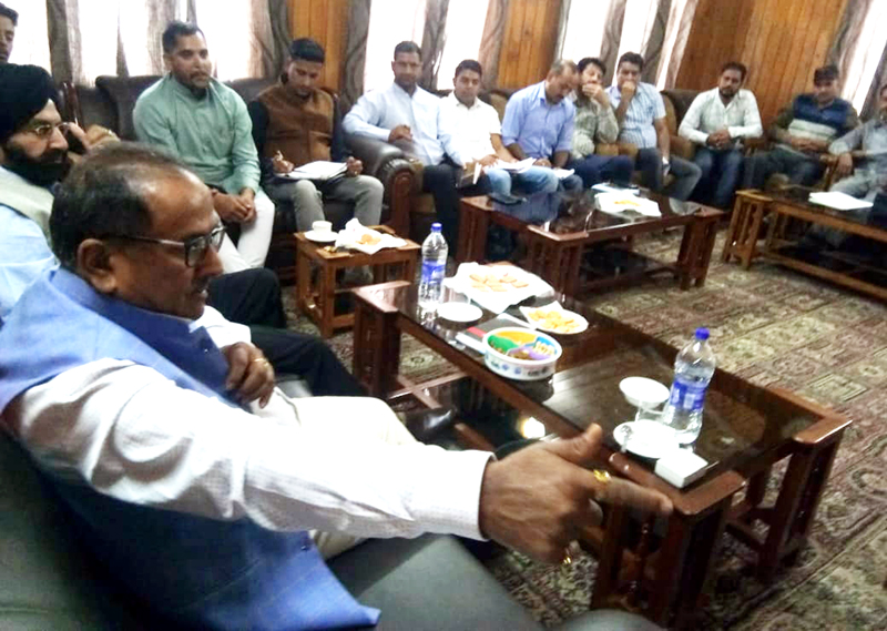 J&K Legislative Assembly Speaker, Dr Nirmal Singh during a meeting on Wednesday. J&K Legislative Assembly Speaker, Dr Nirmal Singh during a meeting on Wednesday.