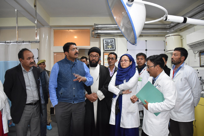 Divisional Commissioner Ladakh Saugat Biswas inspecting CHC Sankoo in Kargil on Friday. Divisional Commissioner Ladakh Saugat Biswas inspecting CHC Sankoo in Kargil on Friday.