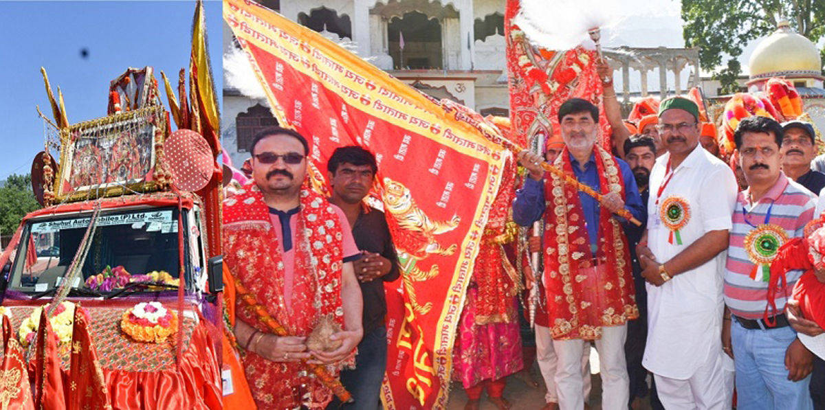 DC Kishtwar Angrez Singh Rana flagging off the Annual Mindal Mata Yatra on Sunday. DC Kishtwar Angrez Singh Rana flagging off the Annual Mindal Mata Yatra on Sunday.