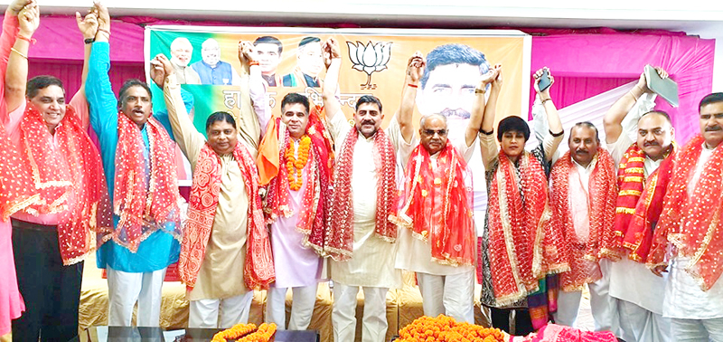 BJP leaders at a function at Jammu on Friday.