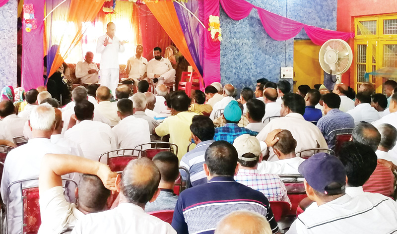 Former Deputy CM, Tara Chand addressing a gathering at Khour on Sunday. Former Deputy CM, Tara Chand addressing a gathering at Khour on Sunday.