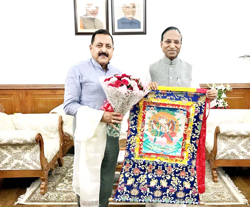 Sikkim Governor Ganga Prasad calling on Union Minister Dr Jitendra Singh at New Delhi on Friday. Sikkim Governor Ganga Prasad calling on Union Minister Dr Jitendra Singh at New Delhi on Friday.