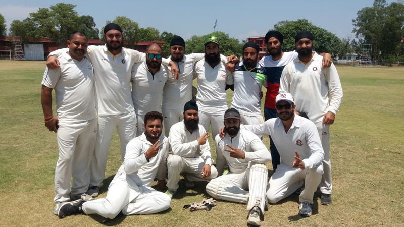 Players of Virat Cricket Club posing for a photograph after registering win in JKCA Jammu District Cricket Tournament on Tuesday. Players of Virat Cricket Club posing for a photograph after registering win in JKCA Jammu District Cricket Tournament on Tuesday.