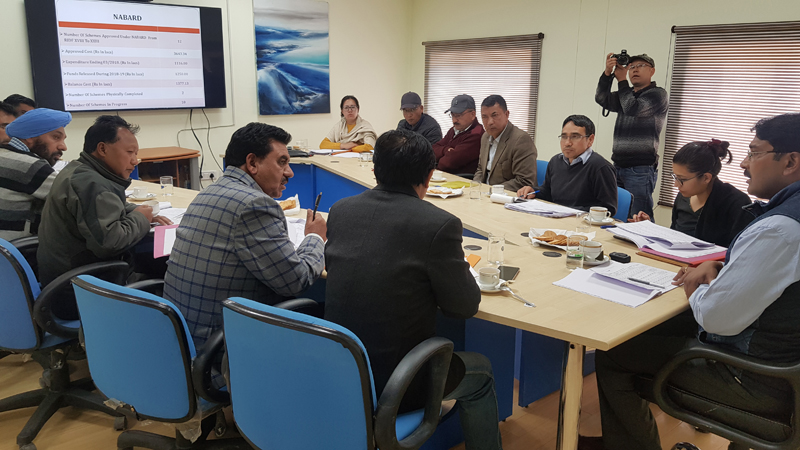 Div Com Ladakh Saugat Biswas reviewing development projects of Leh district at a meeting on Thursday. Div Com Ladakh Saugat Biswas reviewing development projects of Leh district at a meeting on Thursday.