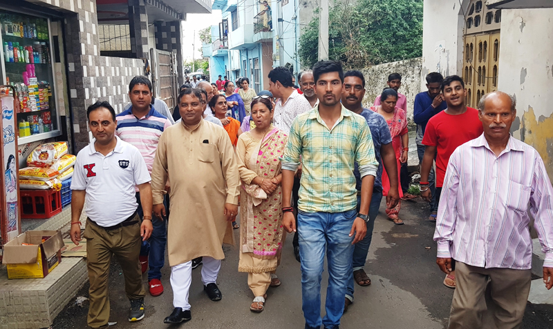 Former Minister, Sat Sharma during tour to Ward 40 on Monday. Former Minister, Sat Sharma during tour to Ward 40 on Monday.