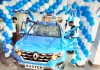 People having glimpse of the newly launched Duster at Renault Srinagar.