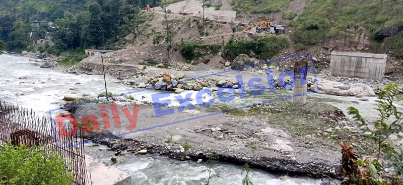 Work abandoned by JKPCC on Mandi bypass bridge since long in district Poonch. -Excelsior/Ramesh Bali