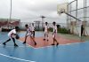 Players in action during a Basketball match of Inter-School Tournament of district Reasi.