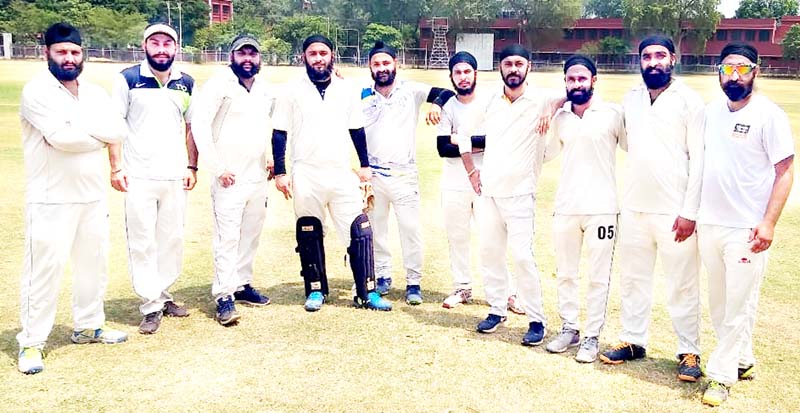 Players of Khalsa Cricket Club after registering win over UCC at GGM Science College ground in Jammu.