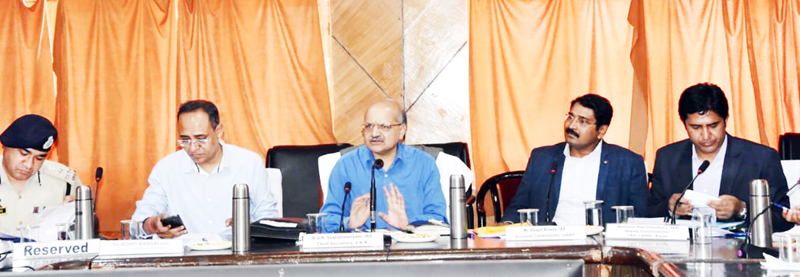 Chief Secretary BVR Subrahmanyam chairing a meeting at Kargil. Chief Secretary BVR Subrahmanyam chairing a meeting at Kargil.