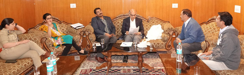 Advisor K K Sharma chairing a meeting at Leh on Monday. Advisor K K Sharma chairing a meeting at Leh on Monday.
