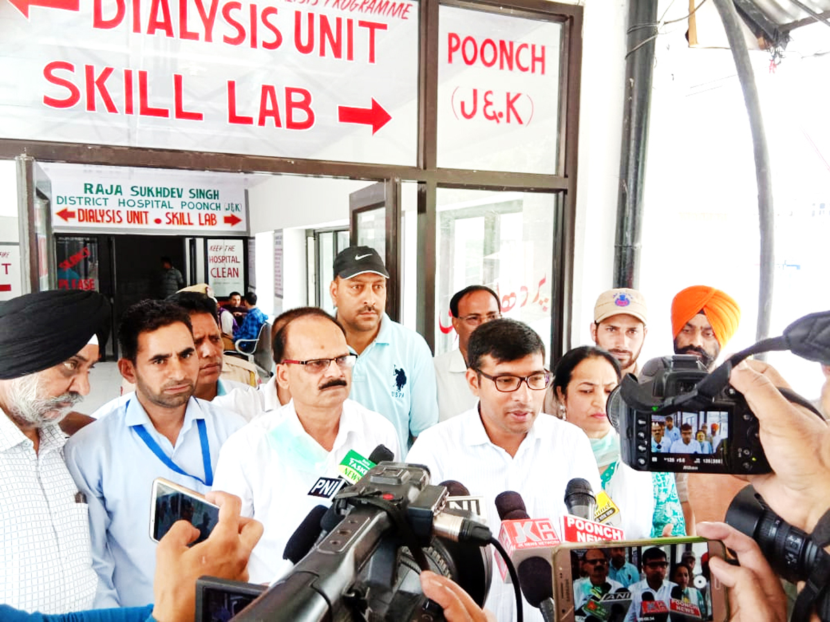 DDC Poonch, Rahul Yadav interacting with media on the inauguration of Dialysis Centre at DH Poonch.