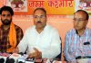VHP leaders at a press conference at Jammu on Tuesday. — Excelsior/Rakesh