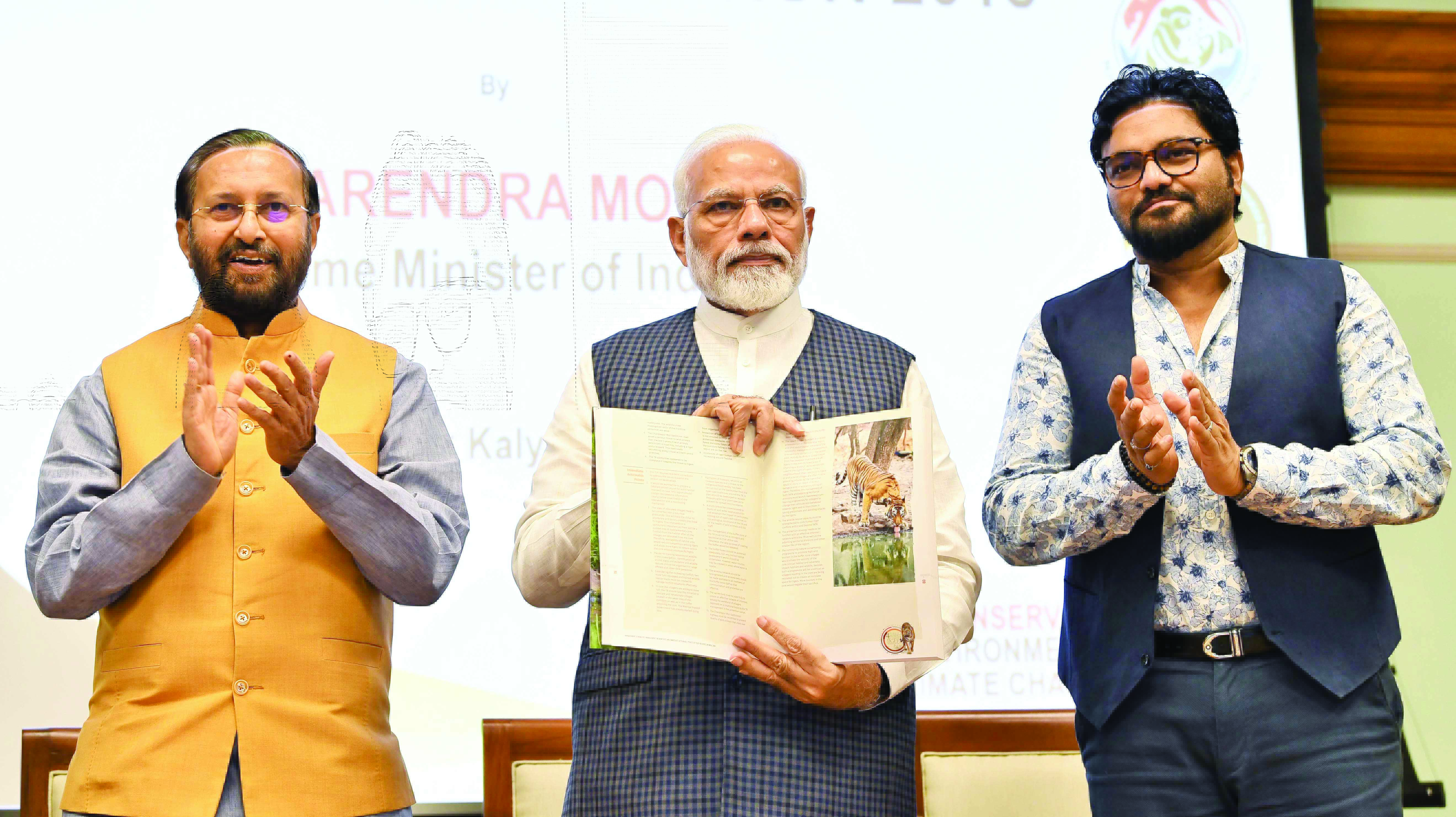 Prime Minister Narendra Modi releasing the results of 4th cycle of All India Tiger Estimation – 2018, on the occasion of the Global Tiger Day, in New Delhi on Monday. (UNI) Prime Minister Narendra Modi releasing the results of 4th cycle of All India Tiger Estimation – 2018, on the occasion of the Global Tiger Day, in New Delhi on Monday. (UNI)