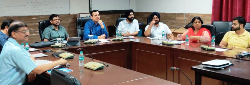commissioner Secretary PHE Ajeet Kumar Sahu chairing a meeting at Jammu on Saturday. commissioner Secretary PHE Ajeet Kumar Sahu chairing a meeting at Jammu on Saturday.
