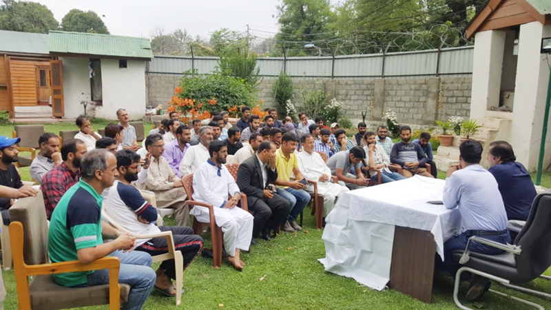 Peoples Conference chairman, Sajad Lone addressing public meeting at Tangmarg on Friday. Peoples Conference chairman, Sajad Lone addressing public meeting at Tangmarg on Friday.