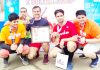 Winners from Jammu Balwinder and Surinder along with other runners after excelling in Ludhiana Marathon Run on Sunday.