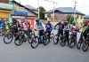 Cyclists taking part in biking expedition at Bandipora in Kashmir.