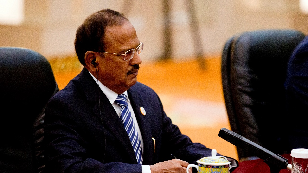 Indian National Security Advisor Ajit Doval attends a meeting between Chinese President Xi Jinping and the delegation from the seventh meeting of BRICS senior representatives on security issues at the Great Hall of the People in Beijing