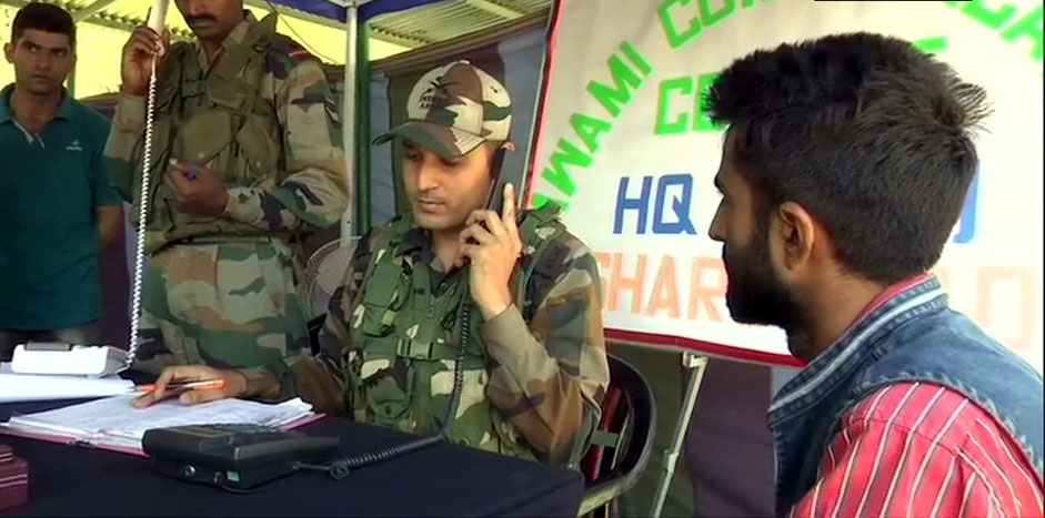 Army Jawan using landline