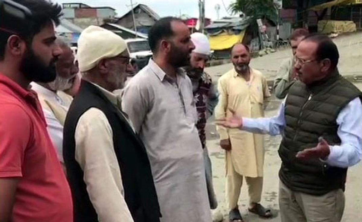 NSA Ajit Doval inter-acts with people in Shopian on Wednesday. NSA Ajit Doval inter-acts with people in Shopian on Wednesday.