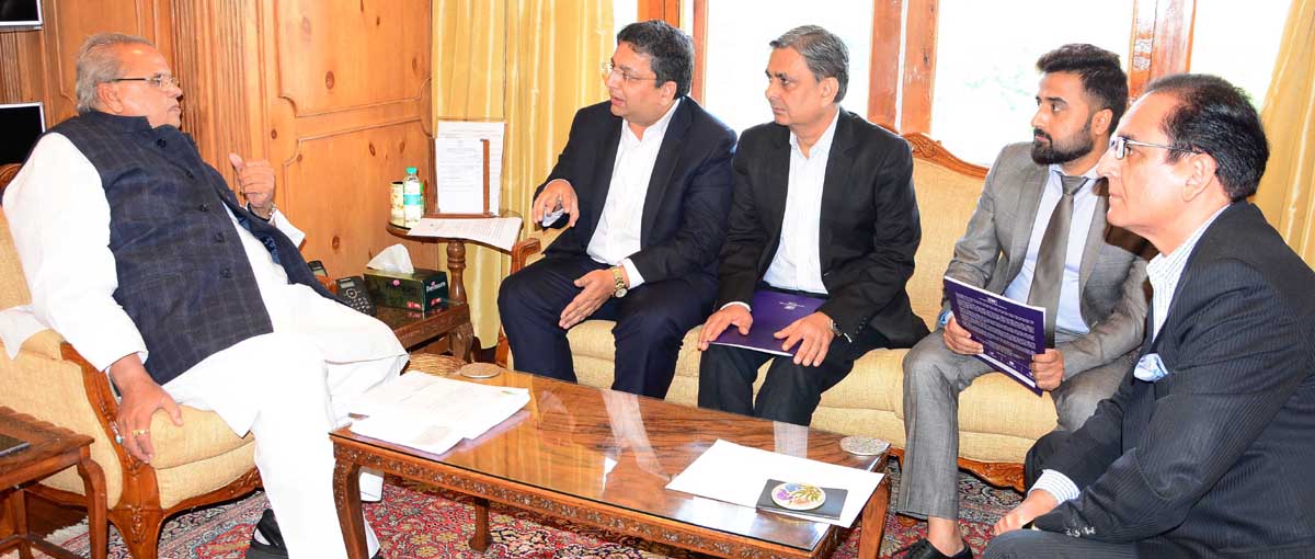 Governor Satya Pal Malik meeting CII delegation on Friday.