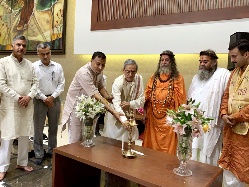 Guests lighting ceremonial lamp during inaugural of Sanskrit Day function at Jammu on Friday. Guests lighting ceremonial lamp during inaugural of Sanskrit Day function at Jammu on Friday.