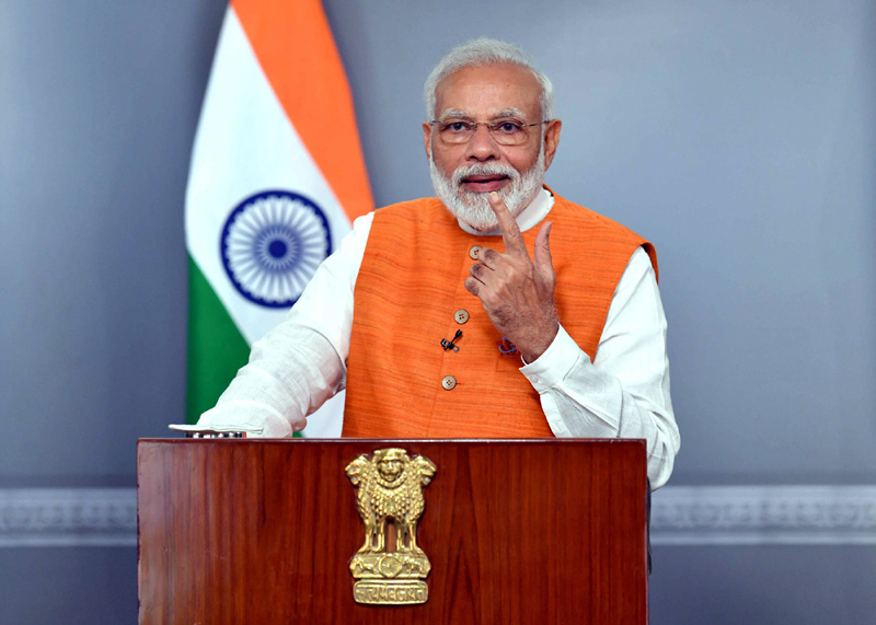 Prime Minister, Narendra Modi addressing the Malayala Manorama News Conclave 2019 in Kochi via video conferencing, in New Delhi on Friday.