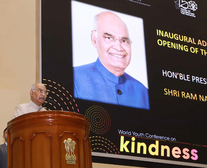 President, Ram Nath Kovind addressing at the inauguration of the first World Youth Conference on Kindness, in New Delhi on Friday.