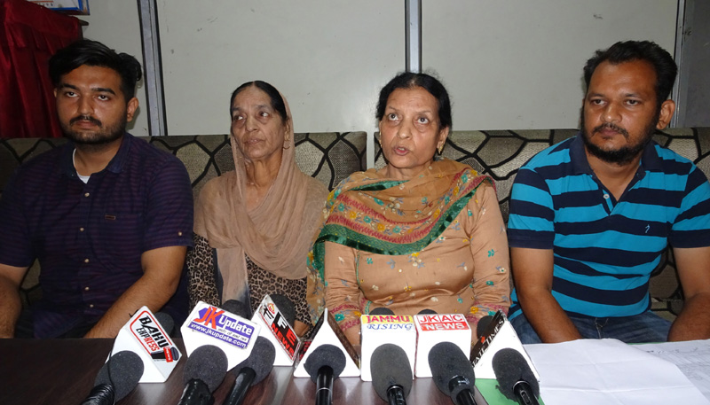 Aggrieved land owner Subadra Devi interacting with media persons. Aggrieved land owner Subadra Devi interacting with media persons.