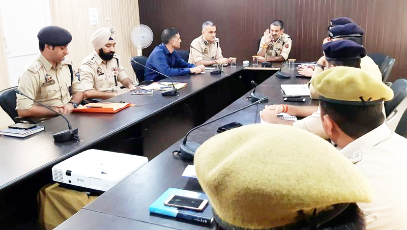 DIG JSK Range Vivek Gupta chairing a security review meeting in district Samba on Saturday. DIG JSK Range Vivek Gupta chairing a security review meeting in district Samba on Saturday.