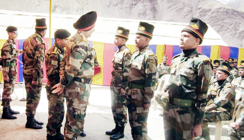 Northern Command Chief Lt Gen Ranbir Singh meeting Army officials in Eastern Ladakh on Monday. Northern Command Chief Lt Gen Ranbir Singh meeting Army officials in Eastern Ladakh on Monday.