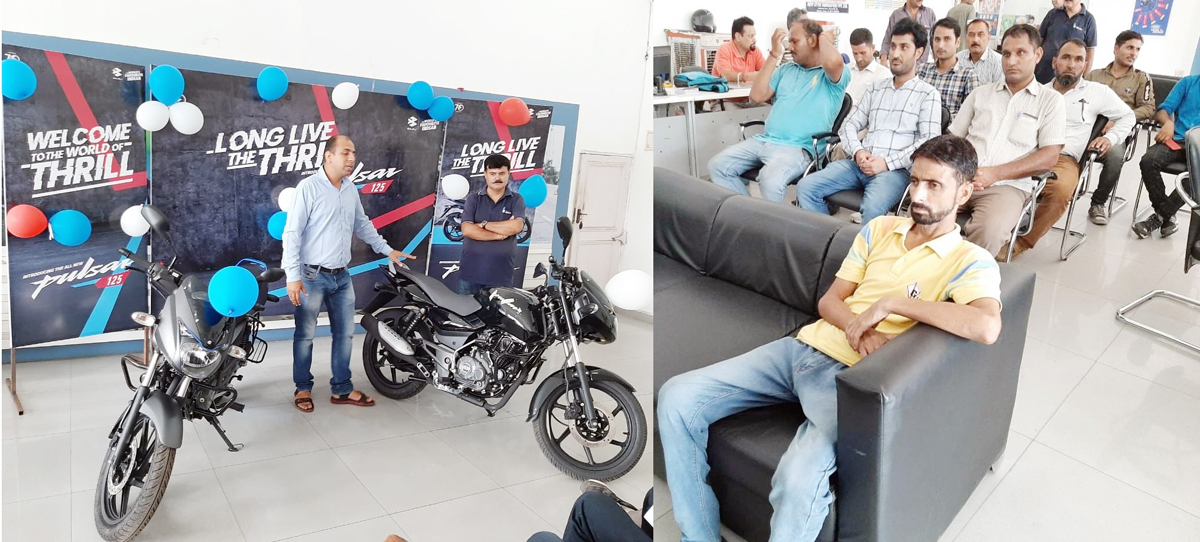 Customers and guests on the launch of Pulsar 125 Neon at NSF Bajaj in Jammu. Customers and guests on the launch of Pulsar 125 Neon at NSF Bajaj in Jammu.