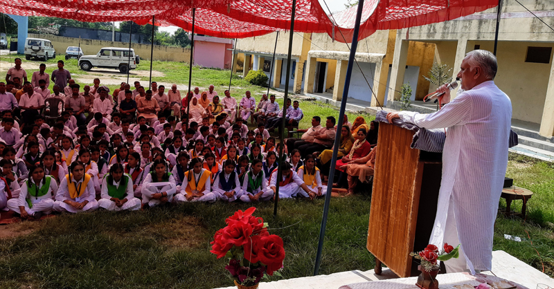 Rajya Sabha, MP Shamsher Singh Manhas addressing students, teachers and locals at Govt School Naraina in Khour. Rajya Sabha, MP Shamsher Singh Manhas addressing students, teachers and locals at Govt School Naraina in Khour.