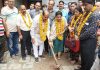 Former MoS, Priya Sethi kick starting construction of lane near Super Bazaar in Jammu East constituency on Friday.