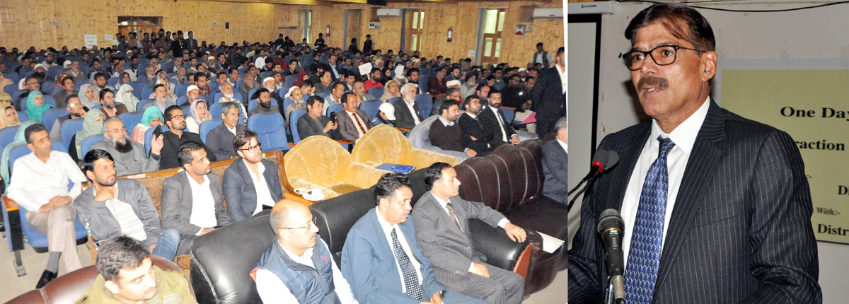Advisor Vijay Kumar speaking at one day orientation programme at Baramulla on Saturday. Advisor Vijay Kumar speaking at one day orientation programme at Baramulla on Saturday.