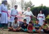 Artists of Ek Sath Rang Mandal presenting a Nukad at Pacca Talab, Rehari on Monday.