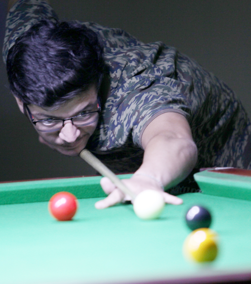 Stanzion Stobdan aiming at target during 4th Six Red Balls Tournament in Jammu. -Excelsior/Rakesh Stanzion Stobdan aiming at target during 4th Six Red Balls Tournament in Jammu. -Excelsior/Rakesh